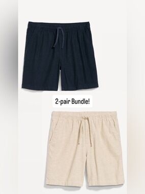 Bundle of 2 Old Navy Linen Blend Jogger Chino Shorts — Size Medium